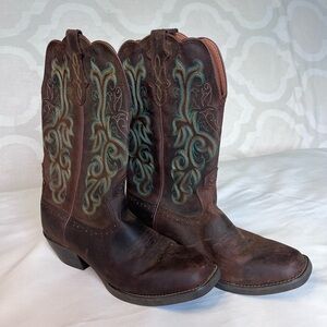 Justin Boots Women’s “9B” Brown with Teal Accents